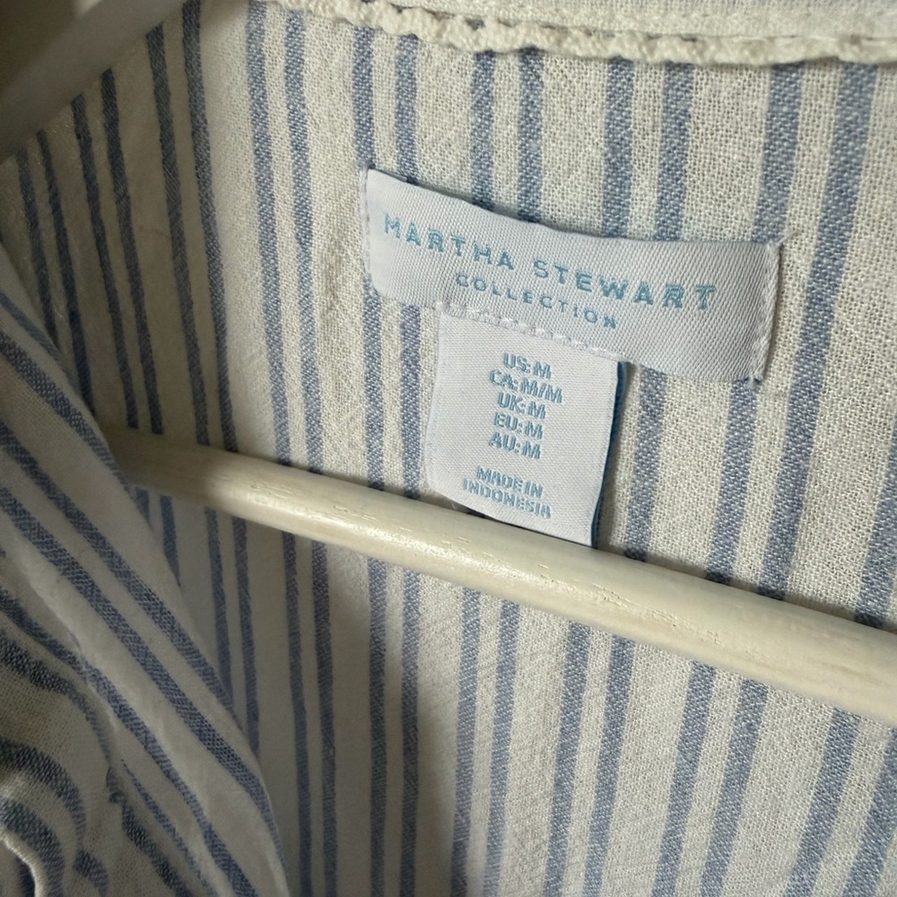 Martha Stewart Light Blue Striped Long Sleeve Dress - Picture 3 of 3